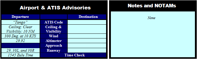 Completing Flight Plan, for Departure Point