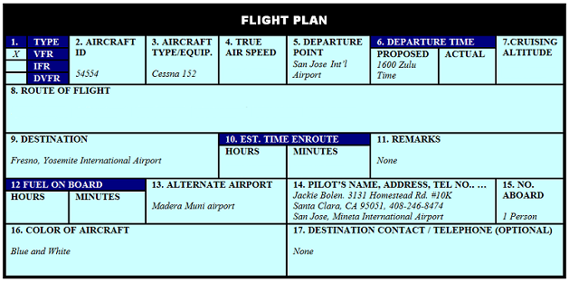 "Flight Plan" Section